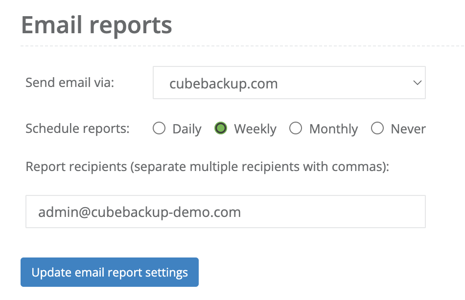 email report configuration