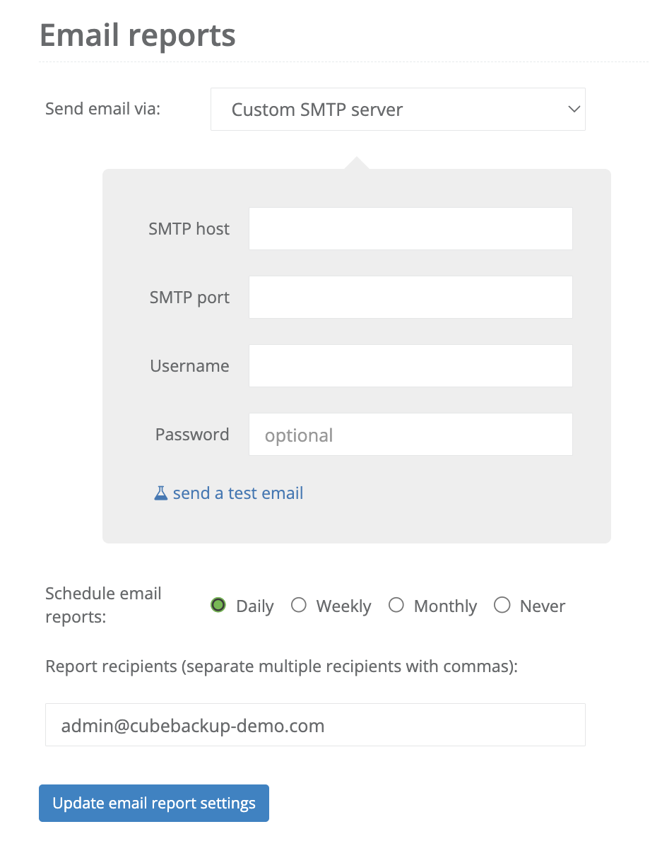 SMTP configuration