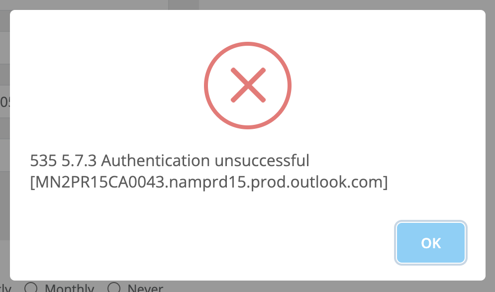 535 5.7.3 error of outlook.com SMTP