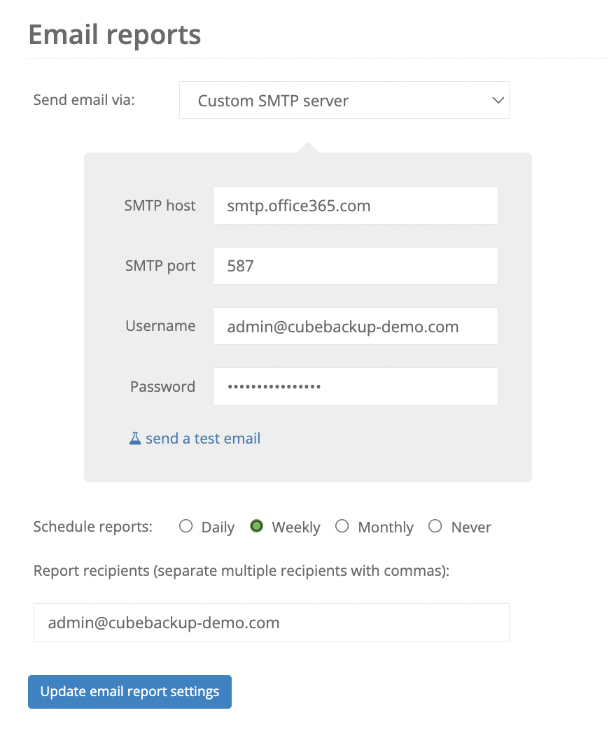 custom SMTP setting
