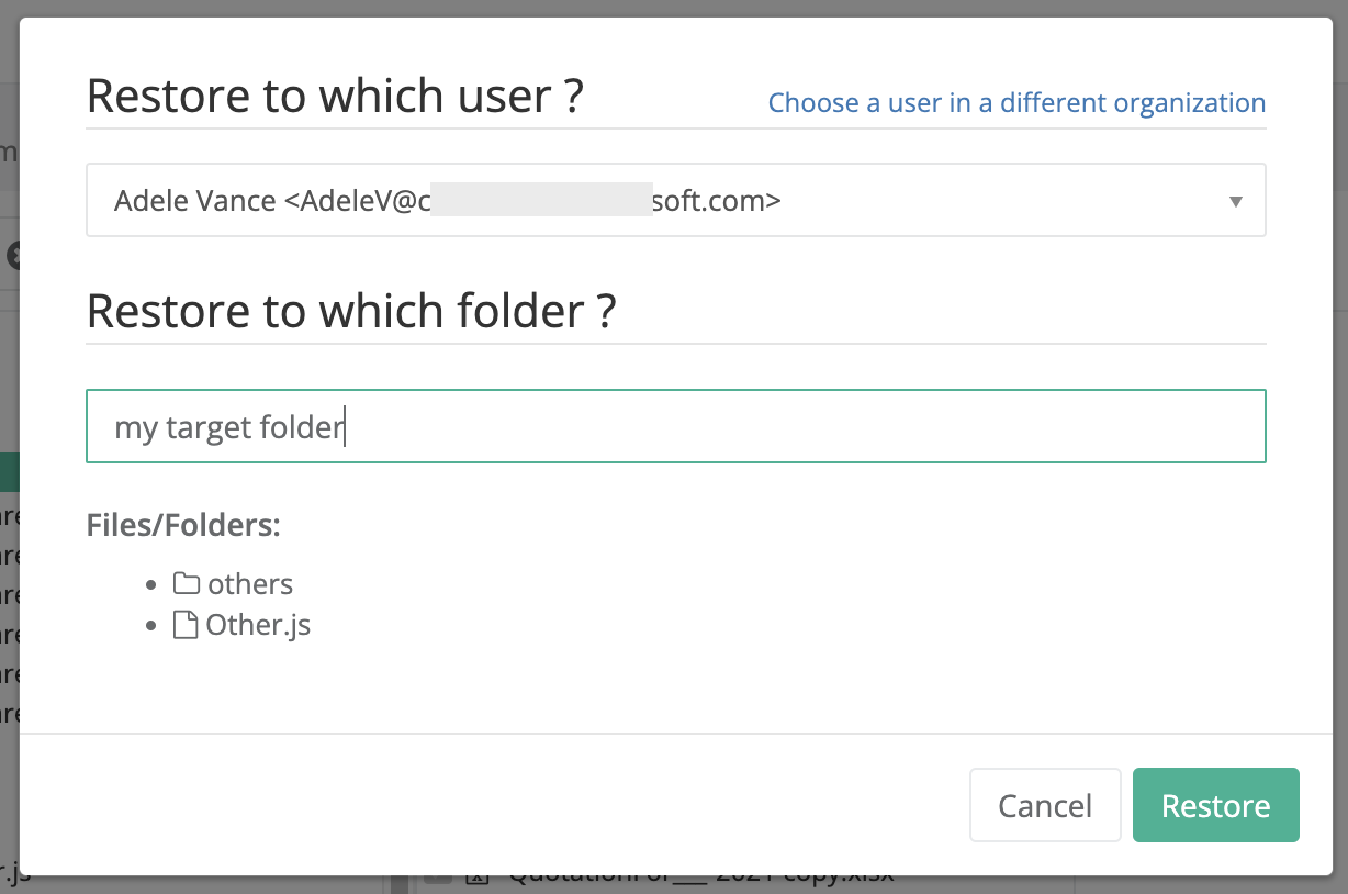 Restore to which folder in OneDrive