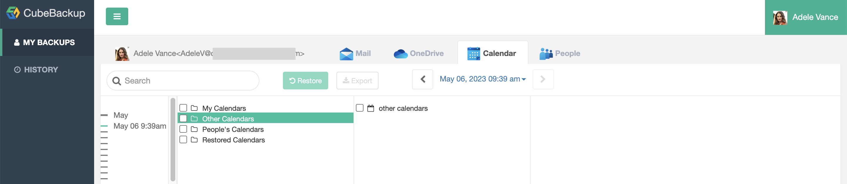 Outlook Calendar restore tab