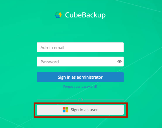 Sign in as user page