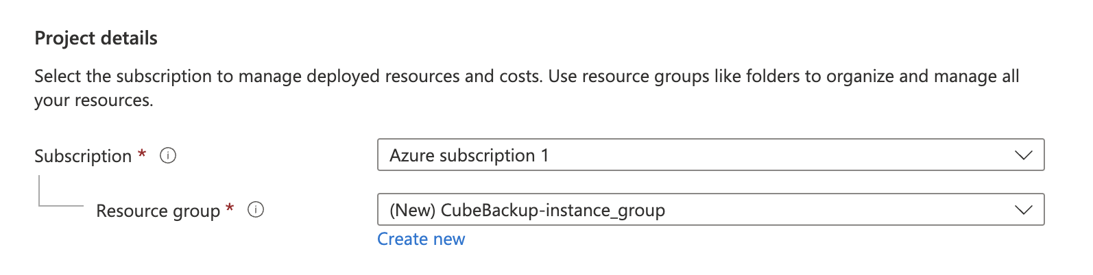 Azure image subscription configuration