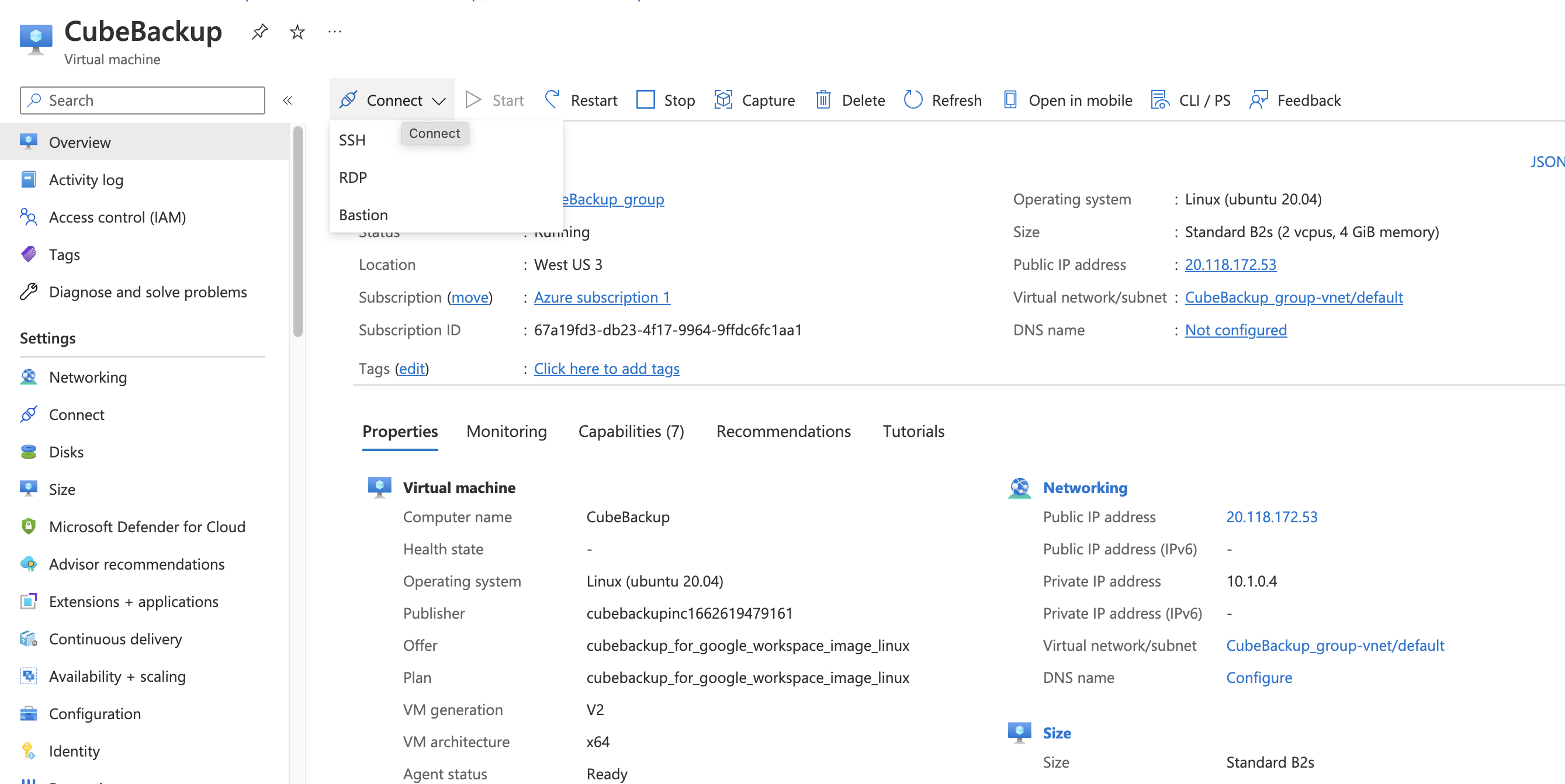 connect to Azure VM resource