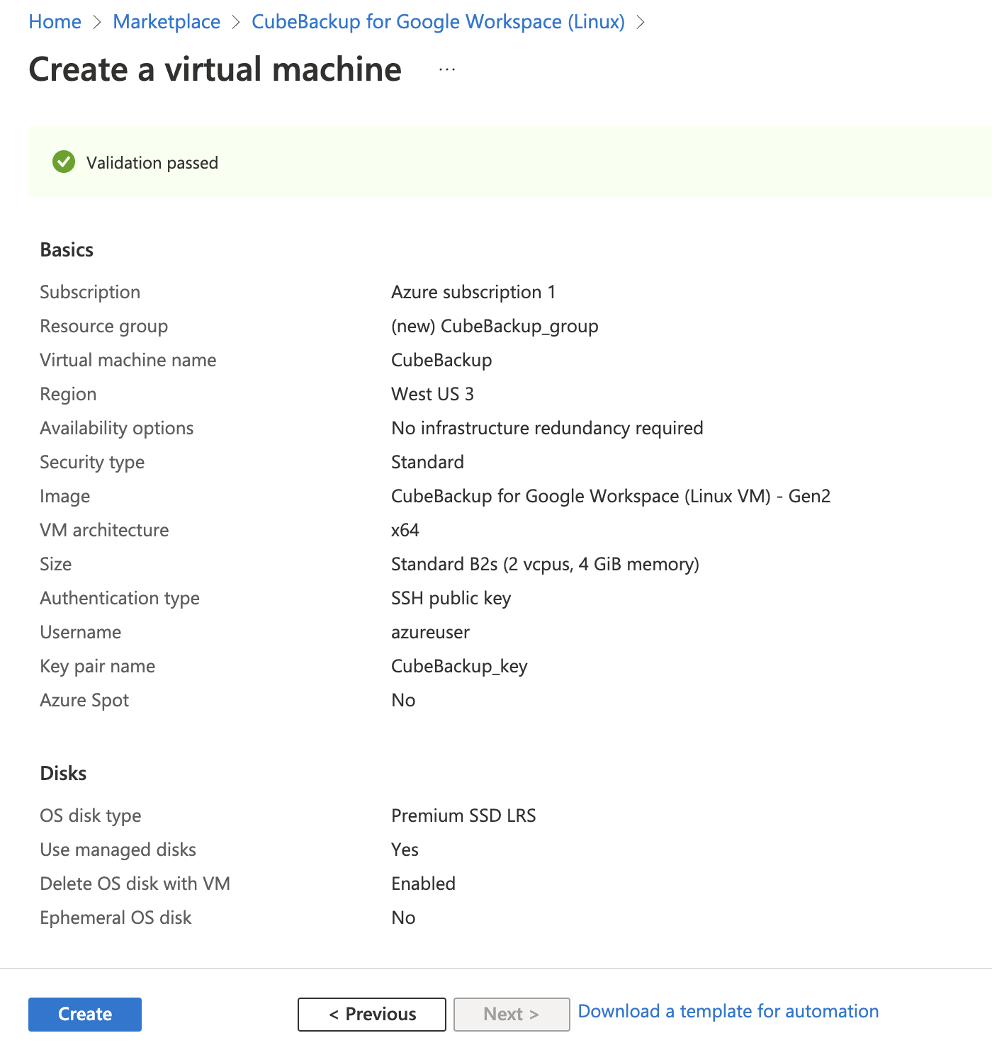 Azure VM validation