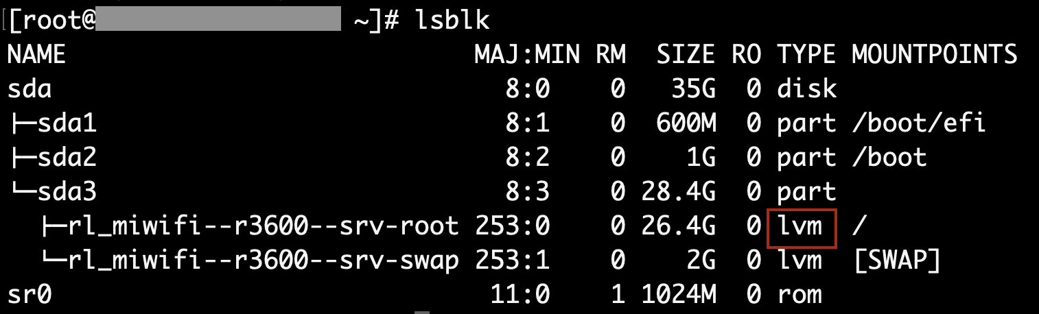 lsblk TYPE attribute