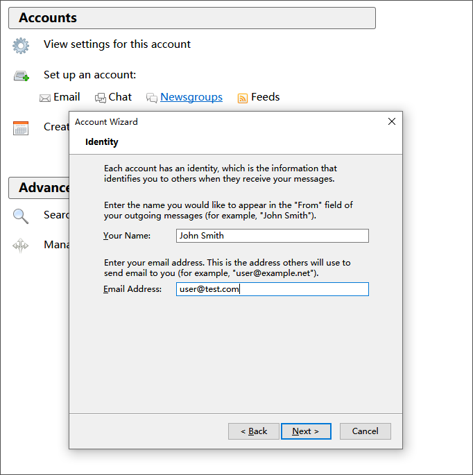 create a thunderbird account