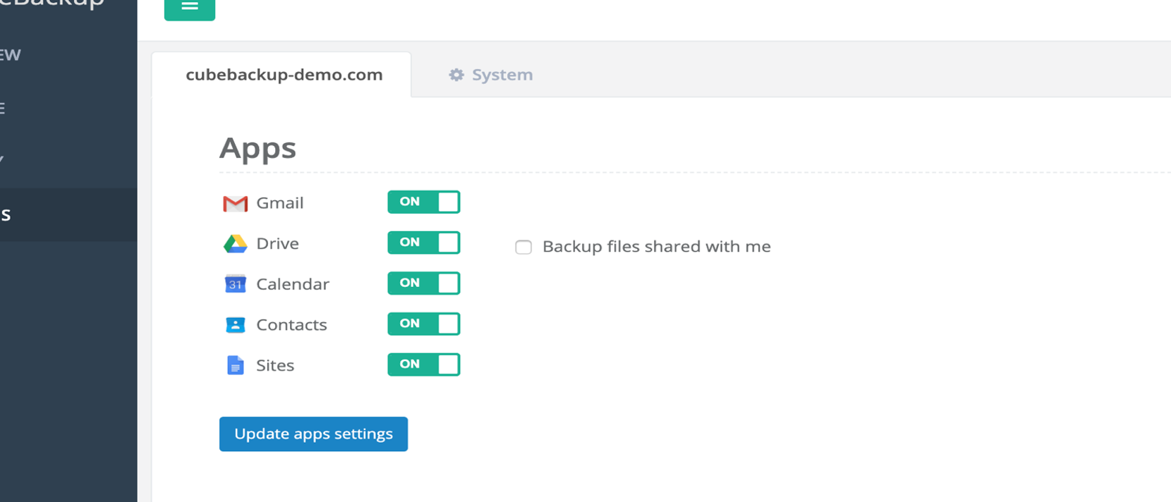backup shared files with me option