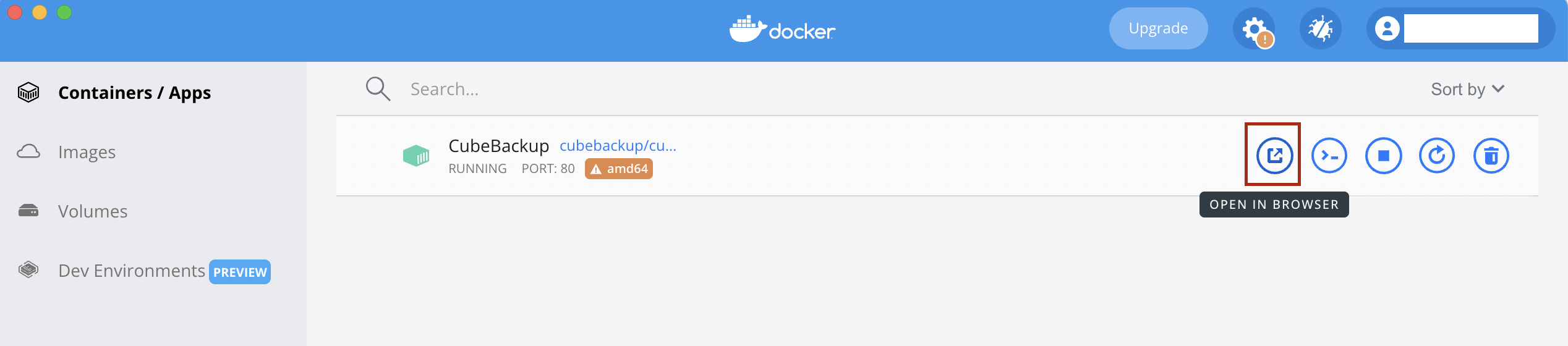 open the configuration page