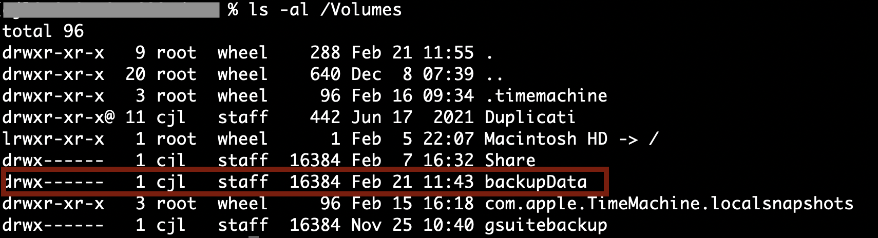 list volume on Mac