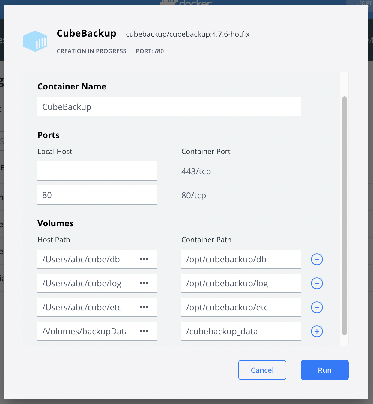 docker configuration for mounted network storage