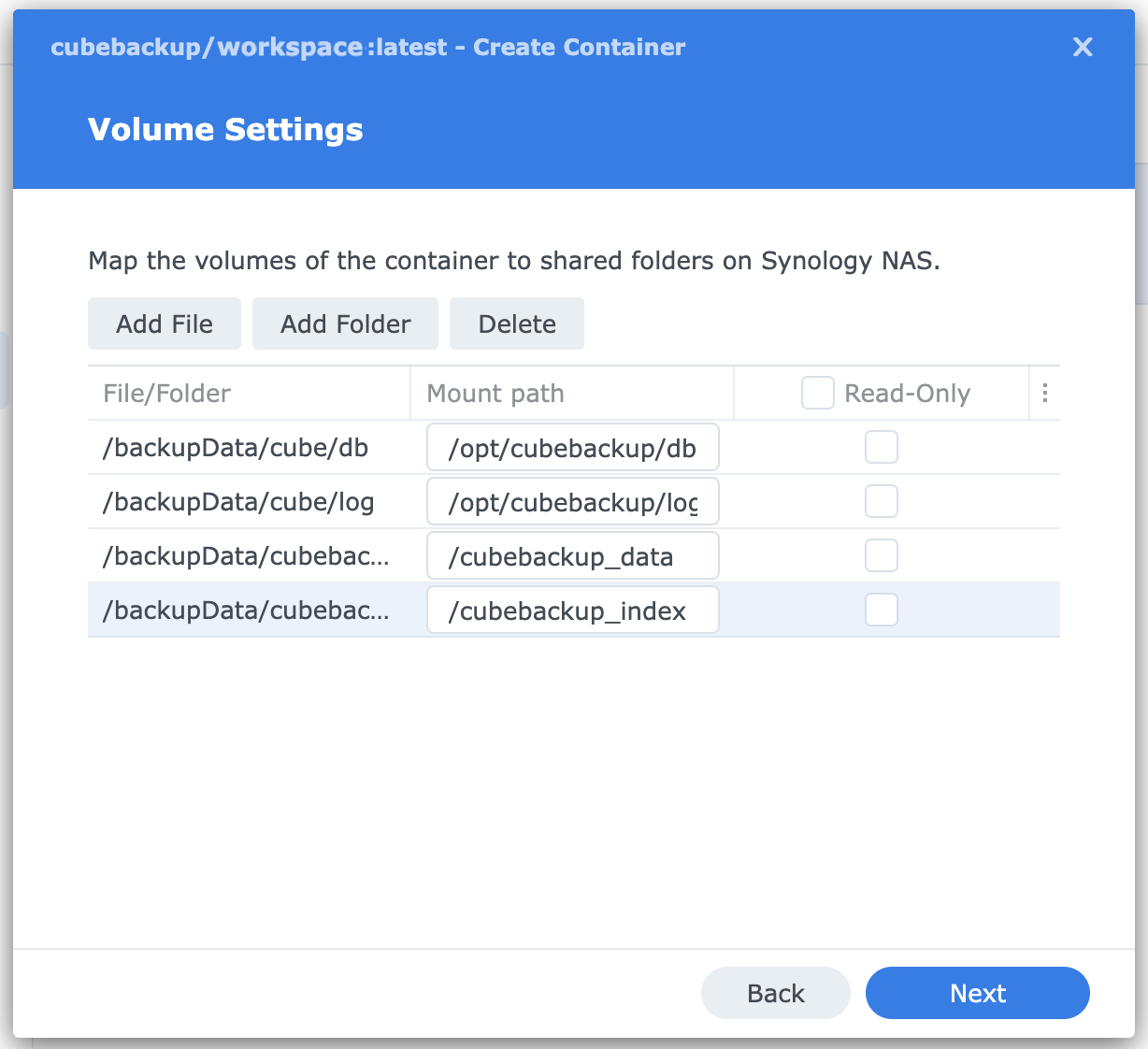 Bind Mount under Volume tab