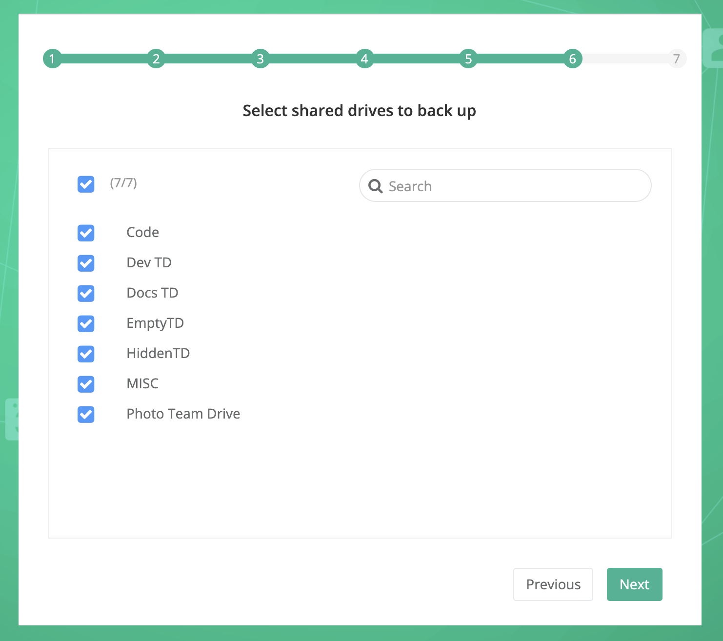 shared drives selection